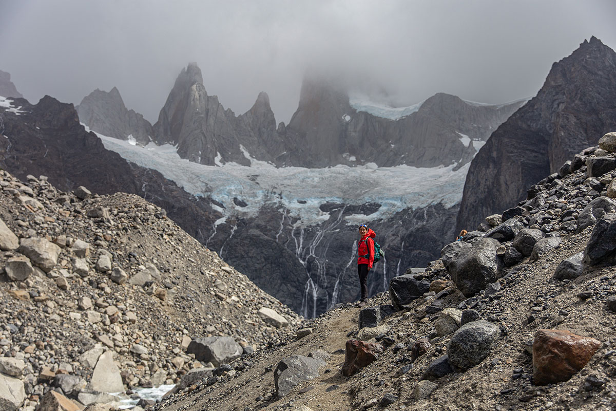 Outdoor Research Aspire Super Stretch Jacket (wide shot in mountains)